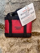 Trader Joe's Red MICRO TOTE AND GROCERY BAG NEW