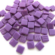 50 Tiles - 12 mm Magenta Purple Glass Square Mosaic Tile Pieces