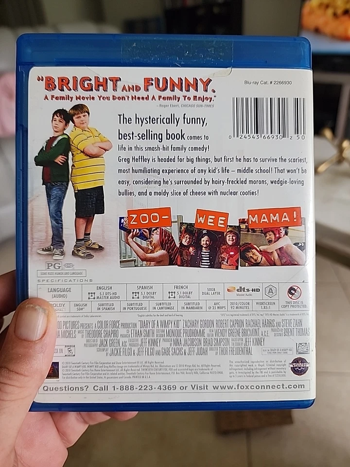 Diary Of A Wimpy Kid BLU RAY DISC THE MOVIE PART 1 Rachael Harris Zachary GordoN - Image 2 of 2