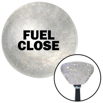 Black FUEL CLOSE Clear Retro Metal Flake Shift Knob w/ M16x1.5 Insert Shifter