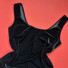 Vintage 90s De Laru Solid Black Velvet Sleeveless Midi Dress Sz 14W