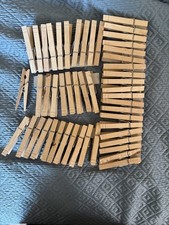 Wooden Clothes Pins Lot of 50 on cards, Natural Birchwood, New Other