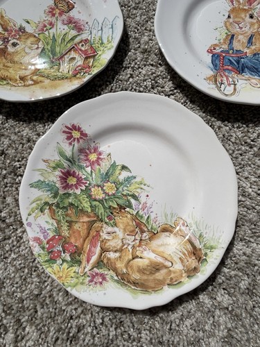 3 Pier 1 "Hop Town Bunnies" 8.5 in Salad Plates - Retired Easter Spring - Picture 4 of 8