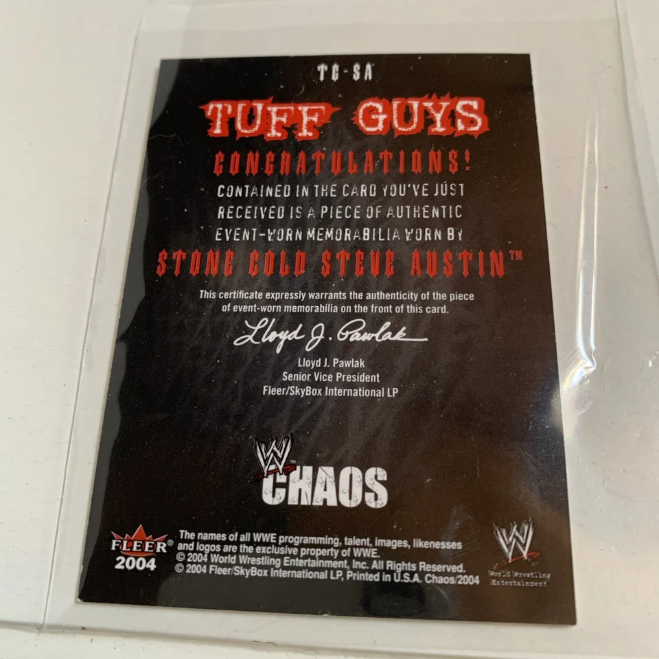 Memorabilia Fleer WWE Chaos Tuff Guys 2004 usada en eventos #TG-SA Steve Austin Foto 2 de 2
