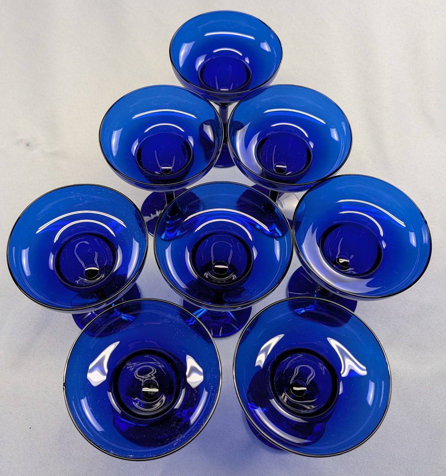 Margarita Glasses Set of 8 Cobalt Blue Hand Blown Glass Coupe Bar