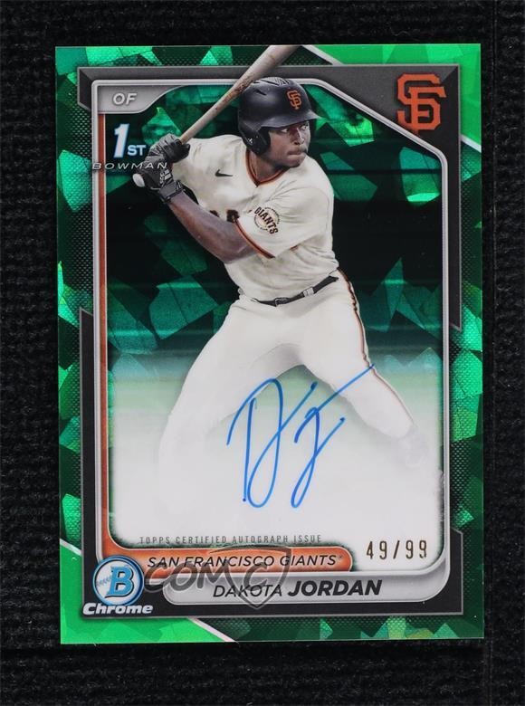 2024 Bowman Chrome Draft Sapphire Edition Green 49/99 Dakota Jordan #CPA-DJ Auto