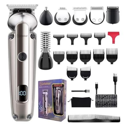 Hatteker Beard Trimmer for Men, Waterproof Hair Trimmer Electric Razor, Gray