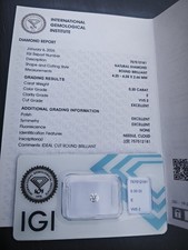 0.30 E Vvs 3EX  - Diamante NATURALE Taglio Brillante Certificato IGI Anversa