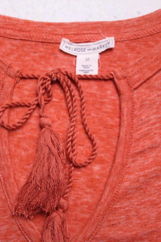 CAMISETA MELROSE MARKET damas talla M naranja óxido sin mangas borla corbata Foto 3 de 4
