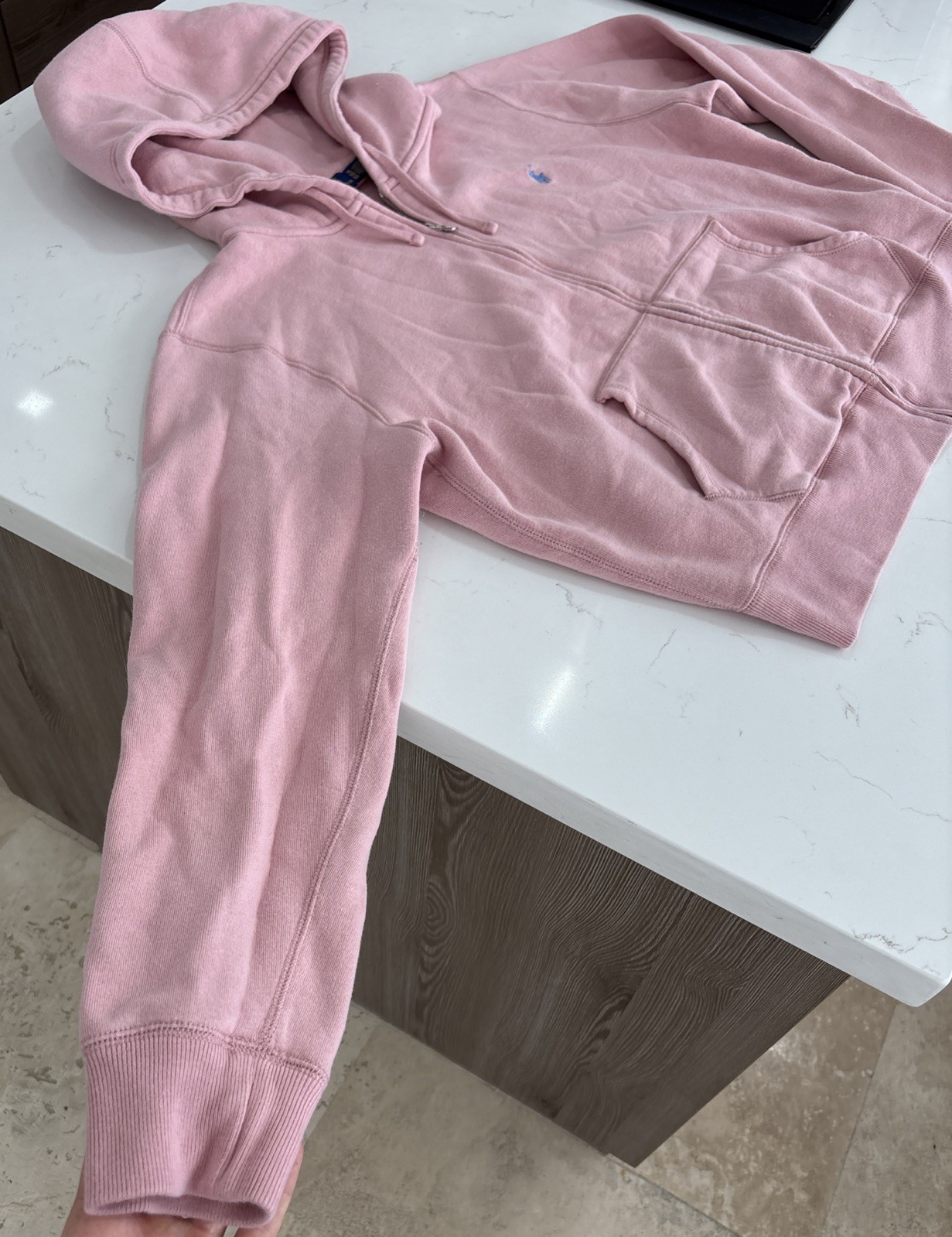 Polo Ralph Lauren donna felpa con cappuccio full zip rosa classico preppy logo pony taglia XL