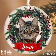 Personalized Pet Ornament, Custom Cat Christmas Ornament, Pet Memorial