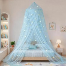 Mosquito Net Bed Canopy with Glowing Stars Hanging Tent for Indoor Room Decor