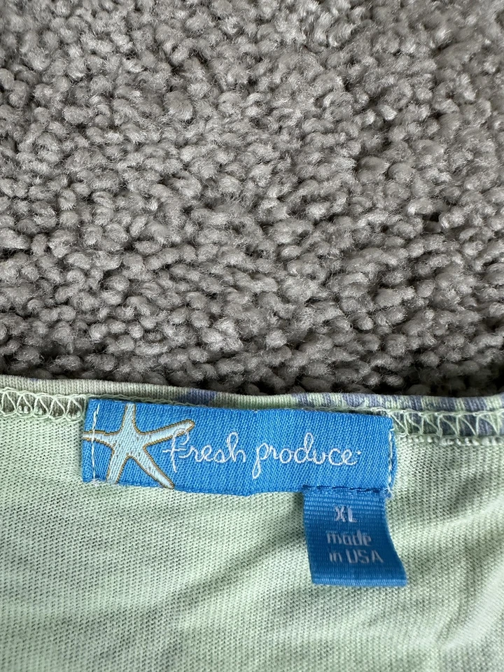 Vestido Fresh Produce Mujer XL Verde Floral Manga Corta Túnica Hecho en EE. UU. Playa Foto 4 de 4