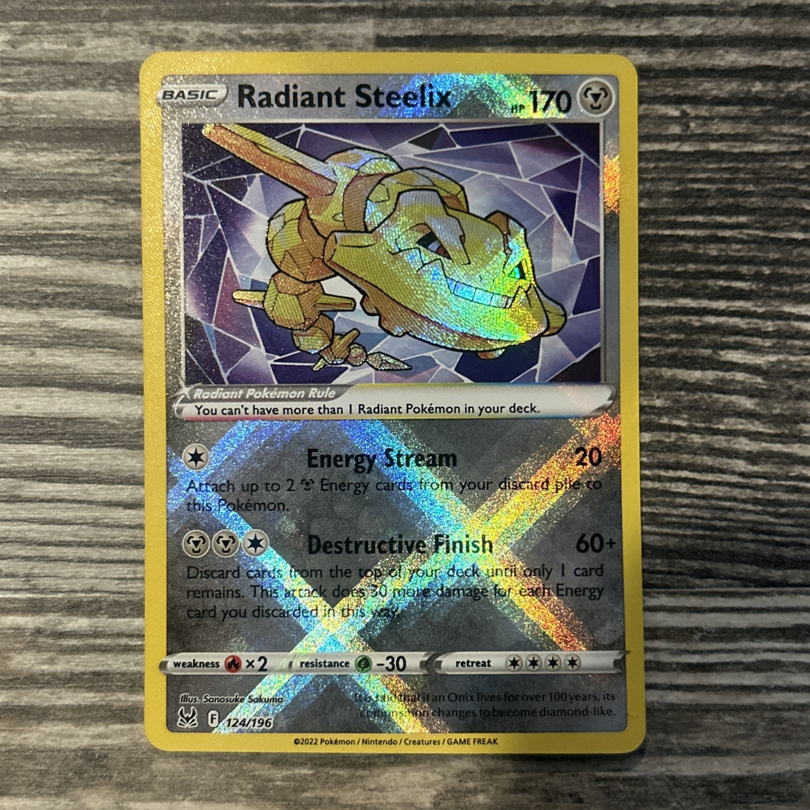 Pokémon Radiant Steelix 124/196 Lost Origin Radiant Holo NM/MINT