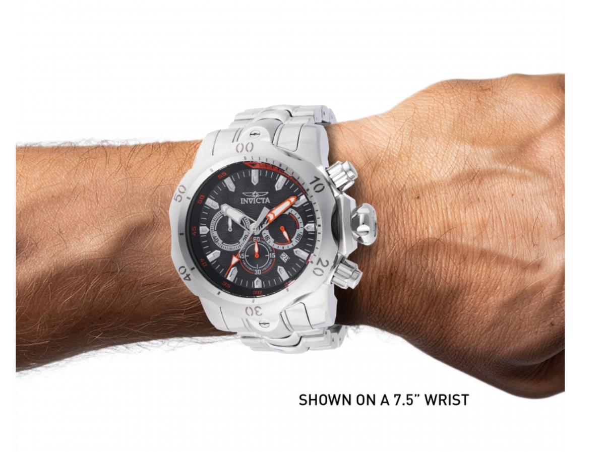 Invicta Men's Quartz Chronograph Black/Orange Dial Silicone Strap