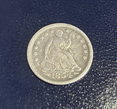 1854 Seated Liberty Half Dime - *** See Desc and Pics For Estimated Grade ***