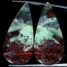 21.10Cts Natural Amazing Aqua Chalcedony Pair Pear Cabochon 14X29X4MM