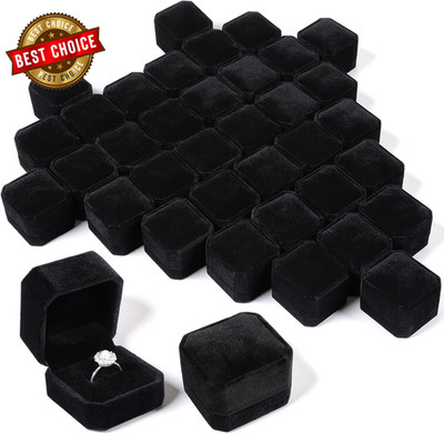 36 Pcs Black Velvet Ring Boxes Bulk, 2.13 X 1.97 X 1.54 Inch Rings Case Earring