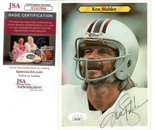 *Ken Stabler 5x7 Signed Topps Card Autograph JSA Authenticated