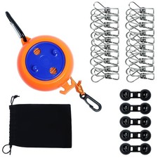 Camping Retractable Clothesline Adjustable 32ft/10M Camping Clothesline Porta...