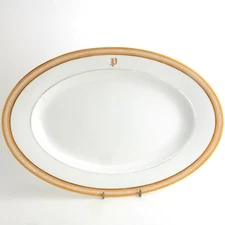 Haviland & Co c1865 Limoges Old Paris Style Platter Peach Pink Band 2nd Empire