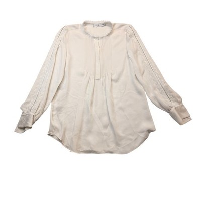 Vintage Per Se Silk Blouse Women s Size 2 Ivory Lace Trim Early 2000s