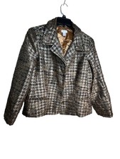 Chicos Houndstooth Fuzzy blazer Corpcore Work career Wear Blazer sz 2 / L 15