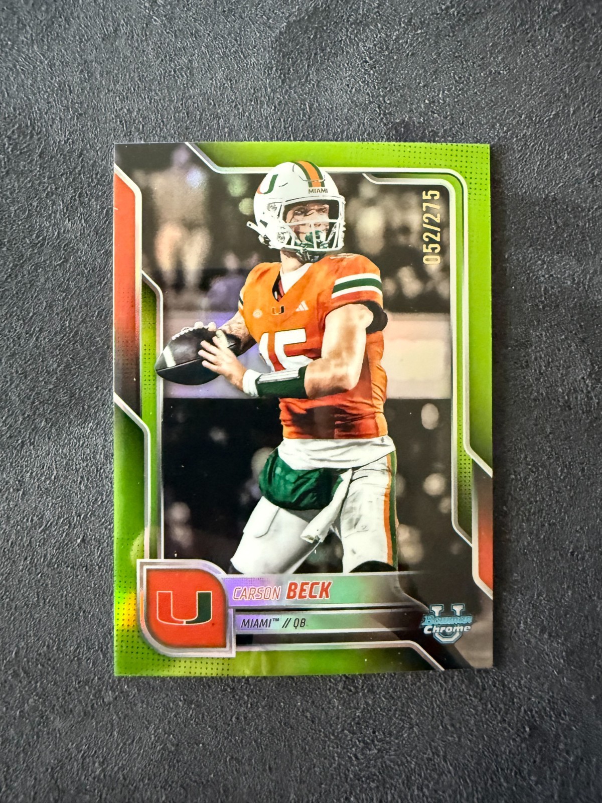 2025 Topps Bowman Chrome U - Lime Green /275 Carson Beck #138