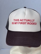 This Actually is My First Rodeo Beige/Brown Premium Mesh Snapback One Size