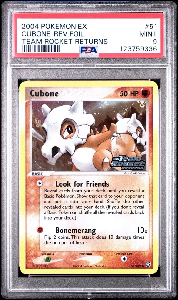 2004 Pokémon EX Team Rocket Returns 51 Cubone Reverse PSA 9 - Image 2 of 3