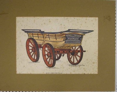 Original alter antiker Druck Farbe um 1895 Taylor Wagon East Herefordshire 19.