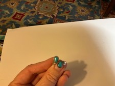 Vint Native American Navajo Sterling Silver Turquoise Ring - Size 6 - Exc Cond