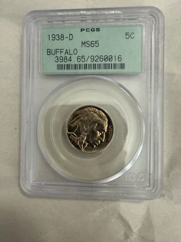 1938 - D Buffalo Nickel PCGS MS65