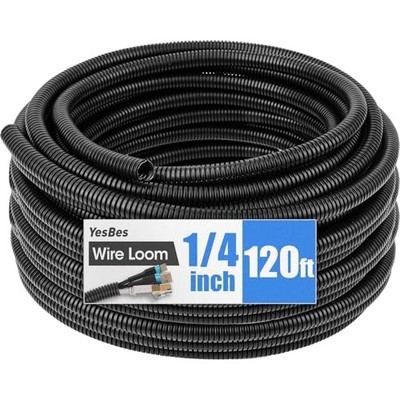 120 FT Wire Loom 1/4 Inch, Split Wire Loom Tubing Conduit, 1/4'' x 120ft-Black