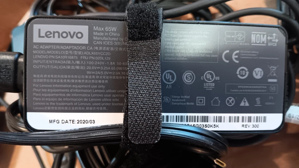批量 5 件 联想 65W USB-C 交流电充电器 适配器 笔记本电脑 T480 T570 T580 X270 X280 X1 — 第 2/3 张图片