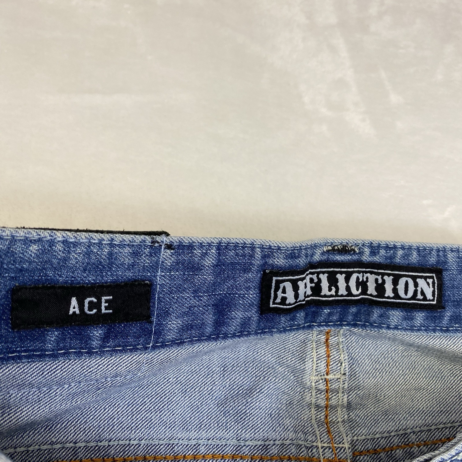 Affliction Black Ace Patchwork Jeans Patched Dest… - image 4