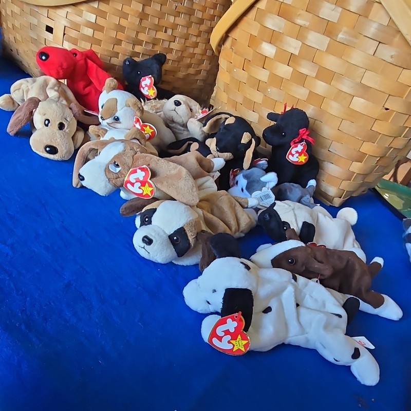Ty Beanie Babies Plush Dogs and Cats Lot w/ Heart Tags Vintage  1998 1999
