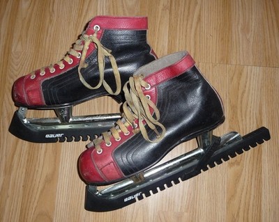 Sammlerstück Vintage Bauer Maple Leaf Canada de Luxe Leder Schlittschuhe Größe 6,5