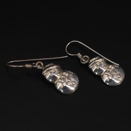 VTG Sterling Silver - Christmas Snowman Dangle Earrings - 2g