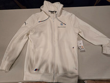 Puma BMW Bonded Hoodie Mens Small White Motorsports Full Zip Cars Racing M3