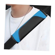 2 PCS Car Seat Belt Cover, Carbon Fiber Leather Auto Seat Belt Pads Black Blue