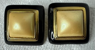 Ginnie Johansen GJD Gold Etruscan Enamel Clip-on Earrings