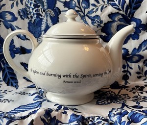 Feed on the Word Porcelain Teapot Romans 12:11 Microwave & Dishwasher Safe