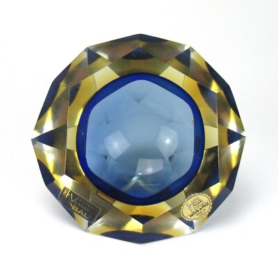 Vetreria Artistica Oball Glas Aschenbecher Blockascher Sommerso Geode Bowl COOL