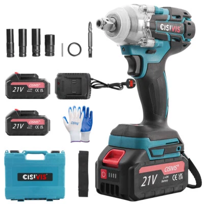 CISIVIS Brushless Impact Wrench Driver Cordless Battery 1/2" 1000NM Kit For Makita 18V