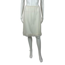 Vintage Slip Skirt Women's Medium Lace Trim Cream Nylon Lingerie Van Raalte