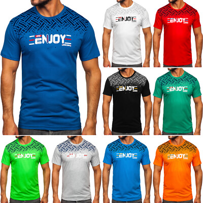 T-Shirt Tee Kurzarm Rundhals Sport Slim Fit Motiv Men Print Herren BOLF Aufdruck