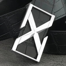 Luxury Leather Belt Men Women Slide Buckle Waist Strap Belt for Jeans Waistband