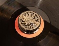 Vinyl record stabilizer weight. Marijuana engraved engraved turntable weight.