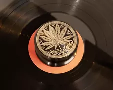 Vinyl record stabilizer weight. Marijuana engraved engraved turntable weight.